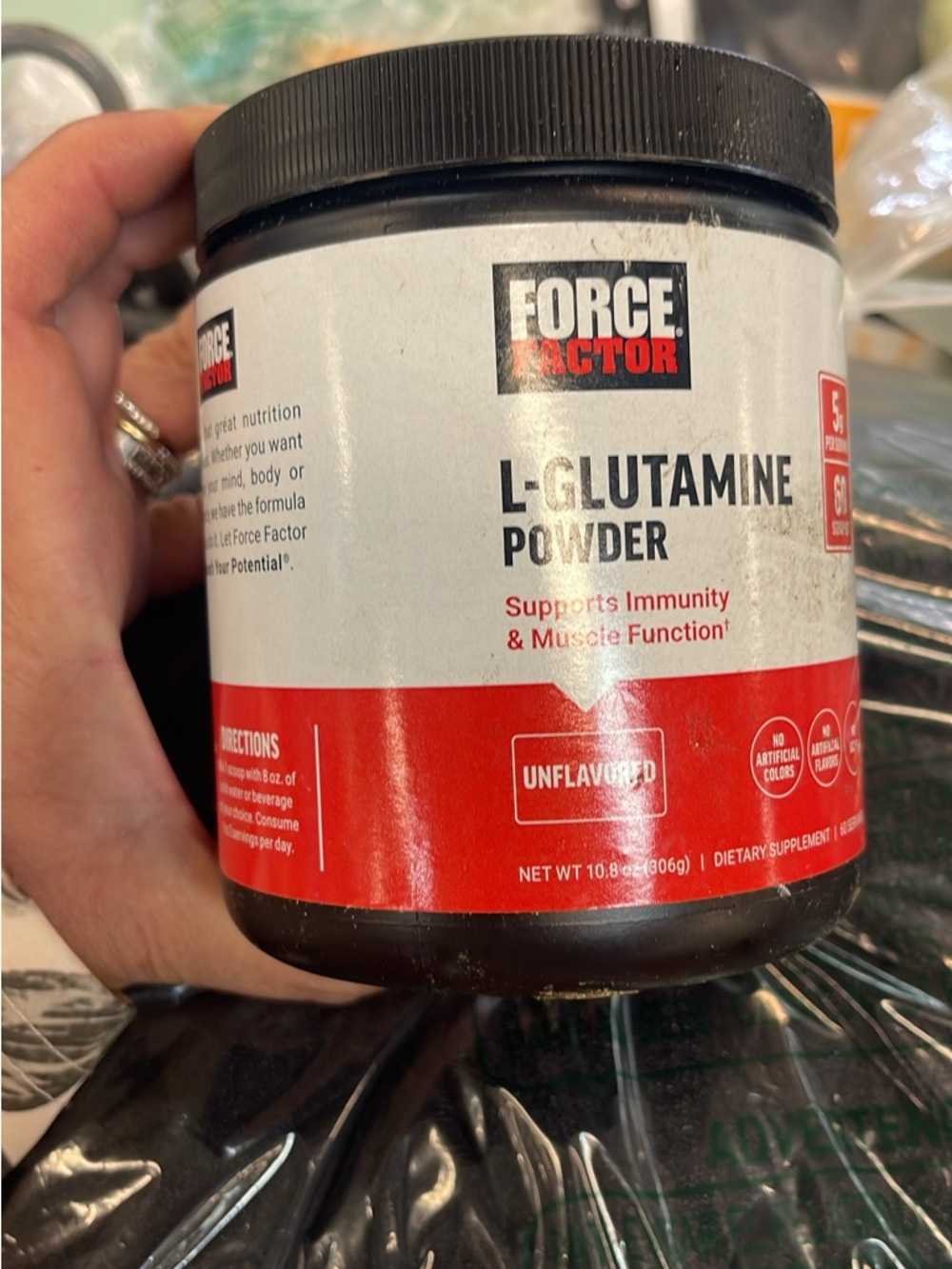 Force Factor L-Glutamine Powder - White & Red Container